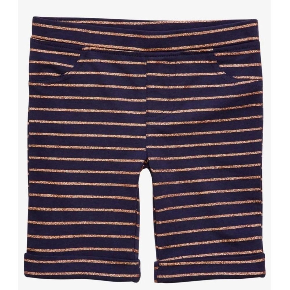 Epic Threads Little Girls Silver Striped & Navy Blue Bermuda Shorts, 2T